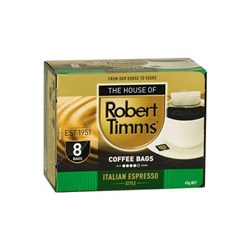 Robert Timms Coffee Bags Italian Espresso Pack 8