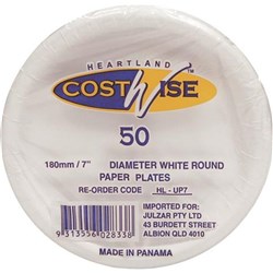 Costwise Uncoated Paper plates 180mm Pack of 50