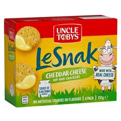 Uncle Tobys Le Snak Cheddar Cheese Crackers Snack 22g Box of 6