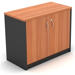 OM Stationery Cupboard 900W x 450D x 720mmH 1 Shelf Cherry And Charcoal