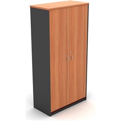 OM Stationery Cupboard 900W x 450D x 1800mmH Cherry And Charcoal
