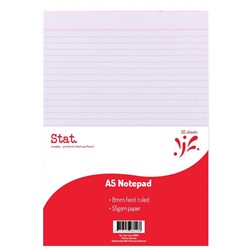 Stat Notepad A5 7mm Ruled 55Gsm White 50 Sheet
