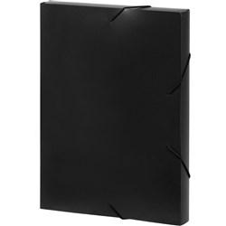 Marbig Document Box A4 30mm Elastic Band Closure Black