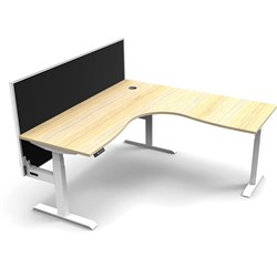 Rapidline Boost+ Corner Workstation + Screen 1800/1800mmW Oak/White