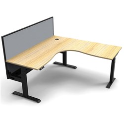 Rapidline Boost+ Corner Workstation + Screen + Cable Tray 1800/1800mmW Oak/Black