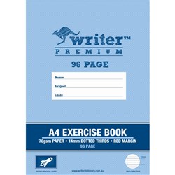 Writer Premium Exercise Book A4 96 Page 14mm Dotted Thirds Red Margin Rocket