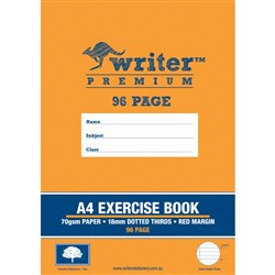 Writer Premium Exercise Book A4 96 Page 18mm Dotted Thirds Red Margin Tree