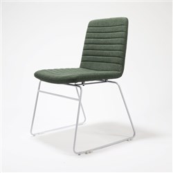 Rapidline Pixel Visitor Chair White Sled Base Olive Fabric Seat