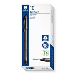 Staedtler 4320 Stick Triangular Ballpoint Pen Medium 1.0mm Black Box of 10