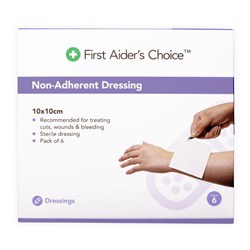 Trafalgar First Aider's Choice Non-Adherent Dressing 10 x 10cm White Pack Of 6
