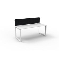 Rapidline Deluxe Infinity Desk Loop Leg Single Sided + Black Eco Screen 1500Wx730mmH Wht/Wh
