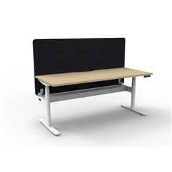 Rapidline Halo+ Single Sided Workstation + Black Eco Screen +Tray 1800Wx620-1270mmH Oak/Wh