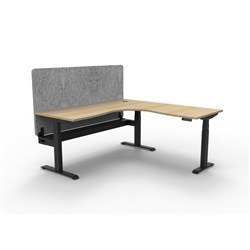 Rapidline Boost+ Corner Workstation + Grey Eco Screen + Tray 1500/1500W Oak/Black