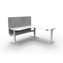 Rapidline Boost+ Corner Workstation + Grey Eco Screen + Tray 1500/1500W White/White