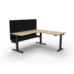 Rapidline Boost+ Corner Workstation + Black Eco Screen + Tray 1800/1800W Oak/Black