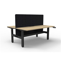 Rapidline Boost Manual Height Adjust B2B Workstation Blk Eco Screen+Tray 2 Person 1500W O/B
