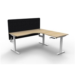 Rapidline Boost Manual Adjust Corner Workstation Black Eco Screen 1800/1800W Oak/White