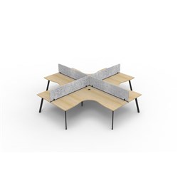 Rapidline Eternity Corner POD Workstation 4 Person Grey Eco Screen 3000W x 3000mmD Oak/Blk