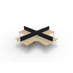 Rapidline Eternity Corner POD Workstation 4 Person Black Eco Screen 3000W x 3000mmD Oak/Wht