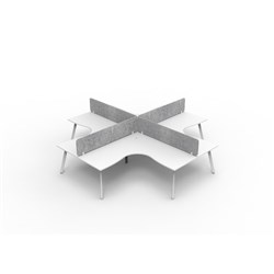 Rapidline Eternity Corner POD Workstation 4 Person Grey Eco Screen 3000W x 3000mmD Wht/Wht