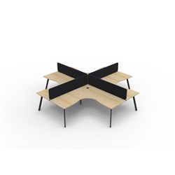 Rapidline Eternity Corner POD Workstation 4 Person Black Eco Screen 3600Wx3000mmD Oak/Black