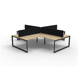 Rapidline Deluxe Infinity Loop Leg Corner Workstation Blk Eco Screen 4 Ppl 3000/3000mmW O/B