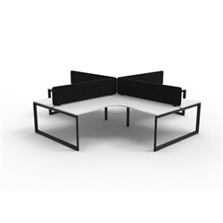 Rapidline Deluxe Infinity Loop Leg Corner Workstation Blk Eco Screen 4 Ppl 3000/3000mmW W/B
