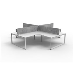 Rapidline Deluxe Infinity Loop Leg Corner Workstation GreyEco Screen 4 Ppl 3600/3600mmW W/W