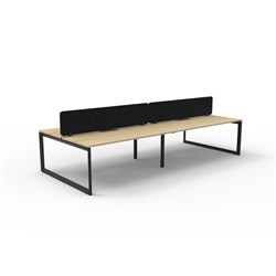 Rapidline Deluxe Infinity Desk Loop Leg Double Sided Blk Eco Screen 4 Person 3000mmW Oak/Bl