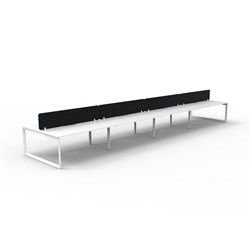Rapidline Deluxe Infinity Desk Loop Leg Double Sided Blk Eco Screen 8 Person 6000mmW Wht/Wh