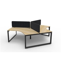 Rapidline Deluxe Infinity 120 Degree Desk Loop Leg Blk Eco Screen 3 Ppl 2866mmW Oak/Bl