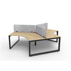 Rapidline Deluxe Infinity 120 Degree Desk Loop Leg Gry Eco Screen 3 Ppl 2866mmW Oak/Bl