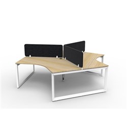 Rapidline Deluxe Infinity 120 Degree Desk Loop Leg Blk Eco Screen 3 Ppl 2866mmW Oak/Wh