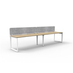Rapidline Deluxe Infinity Desk Loop Leg Single Sided Grey Eco Screen 2 Person 2400mmW Oak/Wh