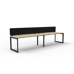 Rapidline Deluxe Infinity Desk Loop Leg Single Sided Blk Eco Screen 2 Person 3600mmW Oak/Bl