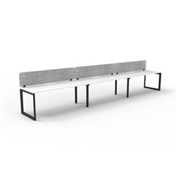 Rapidline Deluxe Infinity Desk Loop Leg Single Sided Grey Eco Screen 3 Person 3600mmW Wht/Bl