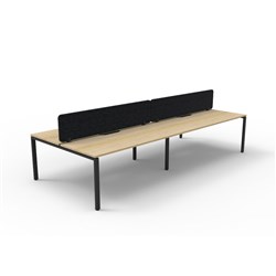 Rapidline Deluxe Infinity Desk Profile Leg Double Sided Black Eco Screen 4 Ppl 2400mmW Oak/B