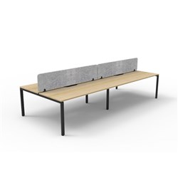 Rapidline Deluxe Infinity Desk Profile Leg Double Sided Grey Eco Screen 4 Ppl 2400mmW Oak/B