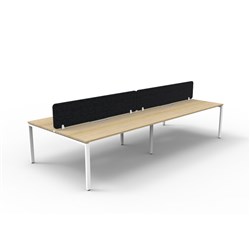 Rapidline Deluxe Infinity Desk Profile Leg Double Sided Black Eco Screen 4 Ppl 2400mmW Oak/W