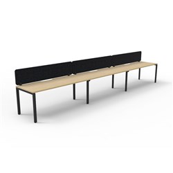 Rapidline Deluxe Infinity Desk Profile Leg Single Sided Black Eco Screen 3 Ppl 3600mmW Oak/B