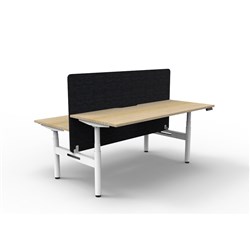 Rapidline HALO+ Back to Back Workstation Black Eco Screen 2 Person 1800mmW Oak/White