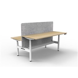 Rapidline HALO+ Back to Back Workstation Grey Eco Screen + Tray 2 Person 1200mmW Oak/Wht