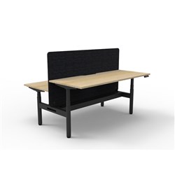 Rapidline HALO+ Back to Back Workstation Black Eco Screen + Tray 2 Person 1800mmW Oak/Blk