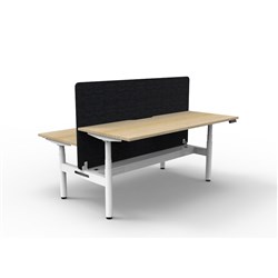 Rapidline HALO+ Back to Back Workstation Black Eco Screen + Tray 2 Person 1800mmW Oak/Wht