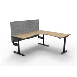 Rapidline HALO+ Corner Workstation Grey Eco Screen 1500/1500W x 1270mmH Oak/Black