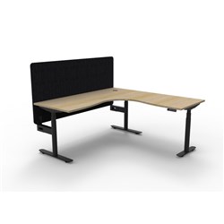 Rapidline HALO+ Corner Workstation Black Eco Screen 1800/1800W x 1270mmH Oak/Black