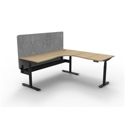 Rapidline HALO+ Corner Workstation Grey Eco Screen + Tray 1500/1500W Oak/Black