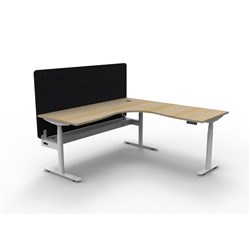 Rapidline HALO+ Corner Workstation Black Eco Screen + Tray 1500/1500W Oak/White