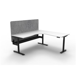 Rapidline HALO+ Corner Workstation Grey Eco Screen + Tray 1500/1500W White/Black