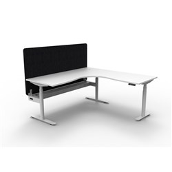 Rapidline HALO+ Corner Workstation Black Eco Screen + Tray 1500/1500W White/White